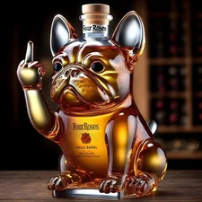 3D Middle Finger French Bulldog Whiskey Decanter,Unique Middle Glass Bottle  
