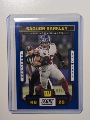 2023 Score #235 Saquon Barkley Showcase Blue #26/100 Jersey & Color Match Giants