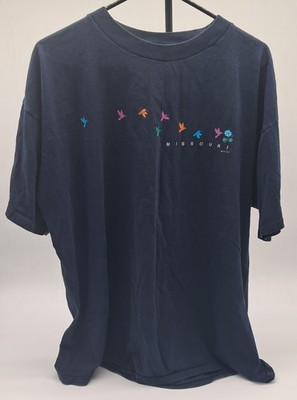 Vtg 90s Missouri Hummingbird T Shirt XL Navy Blue Eagle Products Made In USA