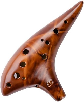 Strawfire 12-Hole Alto C Ceramic Ocarina with Songbook and Strap Yellow