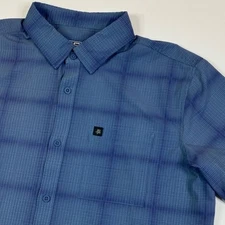 Laird Harbor Air Shirt Mens M Blue Plaid Short Sleeve Button Up Lightweight