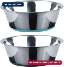 Deep Stainless Steel Dog Bowls, 3 US Cup Each, 2-Pack