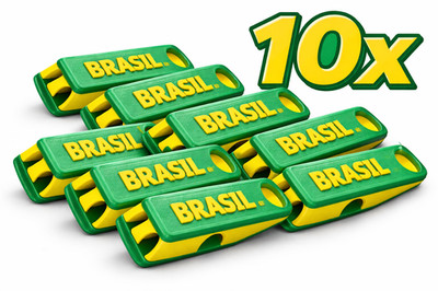 10x Brazil Whistle World Cup Edition | Loud Fan Horn | Soccer Party | Green Yell
