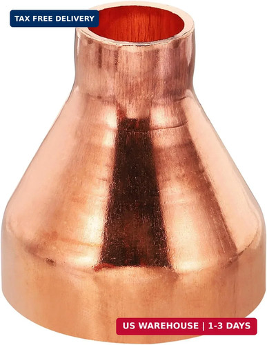 1.97" to 3/4" ID Copper Reducer, 99.9% Pure Copper Reducing Coupling Pressure Fi