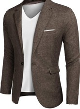 2xl paul jones Men's Blazer Casual Sport Coats Slim Fit One Button Suit Jacket