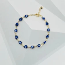 14K Gold Filled  Blue Evil Eye Bracelet