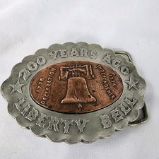 VINTAGE USED 200 YEARS AGO LIBERTY BELL DECLARATION OF INDEPENDENCE BELT BUCKLE