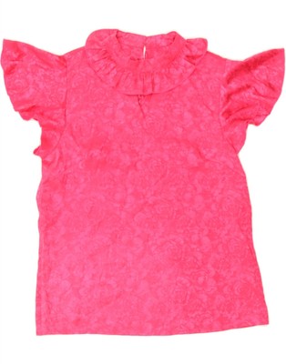 VINTAGE Damen Bluse Top UK 12 Medium rosa Blumen CV10