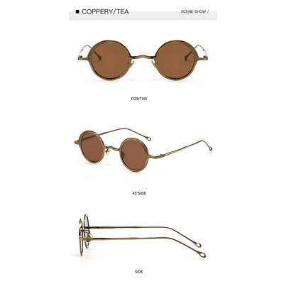 Schlanke Sonnenbrille rundes Gestell Anti-Blaulicht-Metallbrille für Arbeit und Spiel