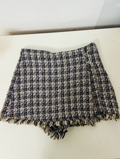 New Zara Girls Brown Purple tweed Skort shorts fringed 13 14 Years 164 CM O1707C