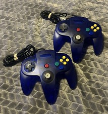 Third Party Nintendo 64 Controller Clear Blue x2 Tested