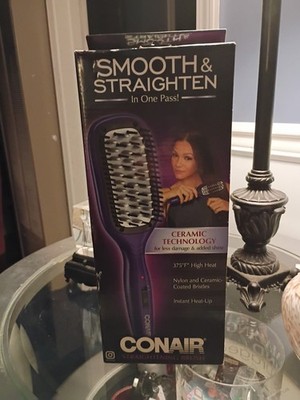 Conair Smooth & Straighten Brush With Ceramic and Nylon Technology Instant Heat