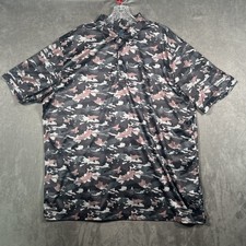 Greg Norman ML75 Golf Polo Shirt Camo Play Dry Mens 2XL Black Brown Stretch