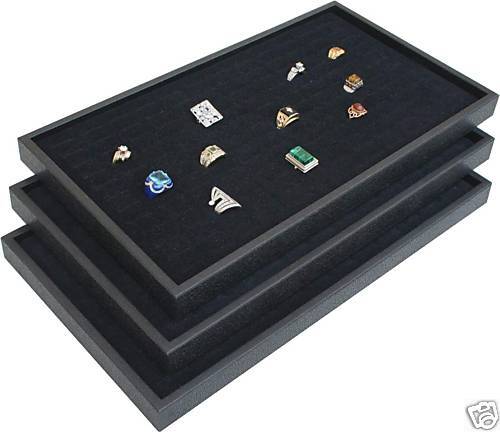 3 BLACK RING JEWELRY DISPLAY CASE ORGNIZER INSERT NEW - Picture 1 of 1
