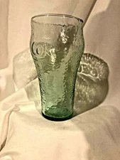 Enjoy Coca-Cola Coke Bell Soda Glass 6” Retro Green Pebble Textured 16 oz 