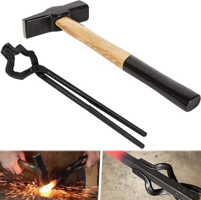 16'' Z V-Bit Blacksmith Tongs & Blacksmiths  Hammer Bladesmith Anvil Vise Forge