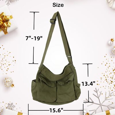 Large Canvas Messenger Crossbody Bags Travel Shoulder Bag