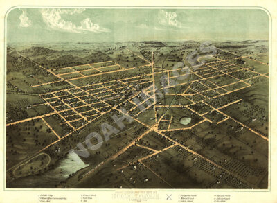 Panoramic Map of Hillsdale Michigan 16x20