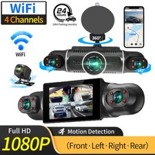 4 Channel WiFi Dash Cam 1080P HD Driving Recorder Night Vision Front Rear Camera
