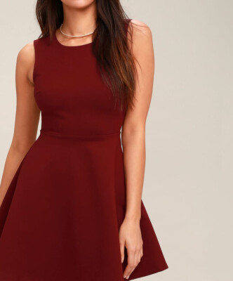 Lulus Skater Dress Wine Red Lace Backless Dress | eBay