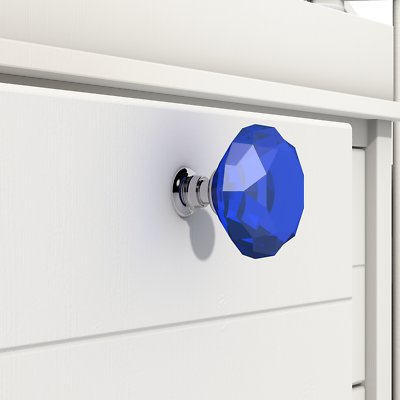Bluecookies 16-Pack 30mm Diamond Crystal Glass Drawer Knobs – Clear Cabinet Pulls With Silver Base, Screws Included