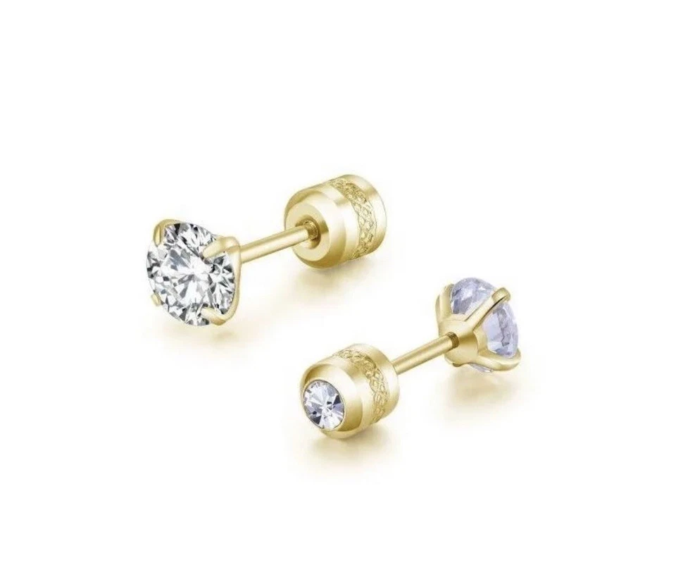 Pendientes redondos de circonita cúbica de acero inoxidable plateados 2 piezas para hombres mujeres Foto 4 de 4