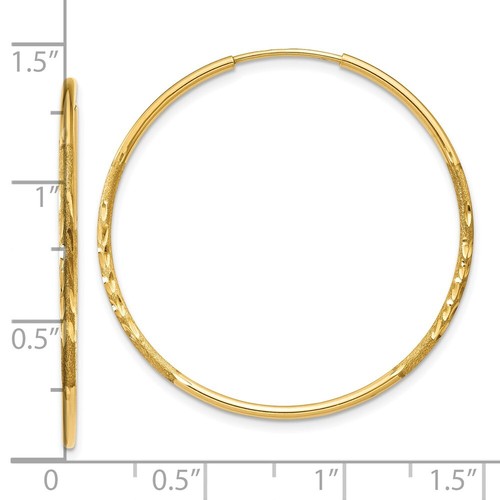 30mm 10k Yellow Gold 1.25mm Diamond-cut Endless Hoop Earrings 10XY1215 - 第 4/4 張圖片