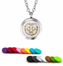 Essential Oil Diffuser Necklace Pendant Stainless Steel Aromatherapy Zodiac Leo