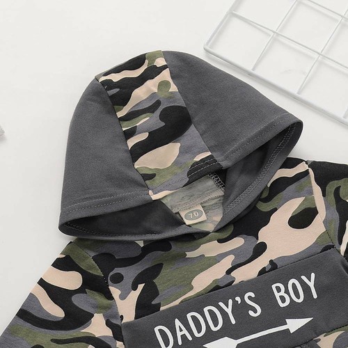 Newborn Baby Boy Long Sleeve Camo Hoddie Tops Pants Tracksuit Clothes Outfit Set - Picture 10 of 13
