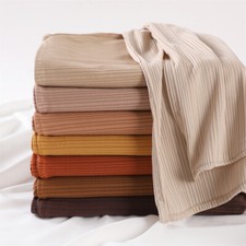 Women Scarf Elastic Breathable Solid Soft Striped Headscarves Muslim Long Hijab