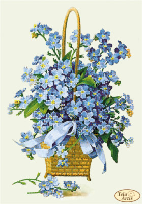 Bead Embroidery Kit Forget-me-nots Flowers DIY Tela Artis Bead stitching