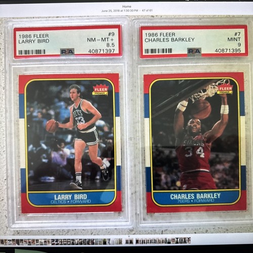 1986 FLEER BASKETBALL GRADED PSA SET W/STICKERS JORDAN RC PSA 9 (143) - Picture 2 of 8