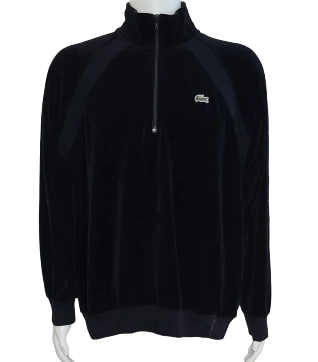 SUPREME X LACOSTE SS18 Black Velour Half-Zip Track Pullpver Top XL