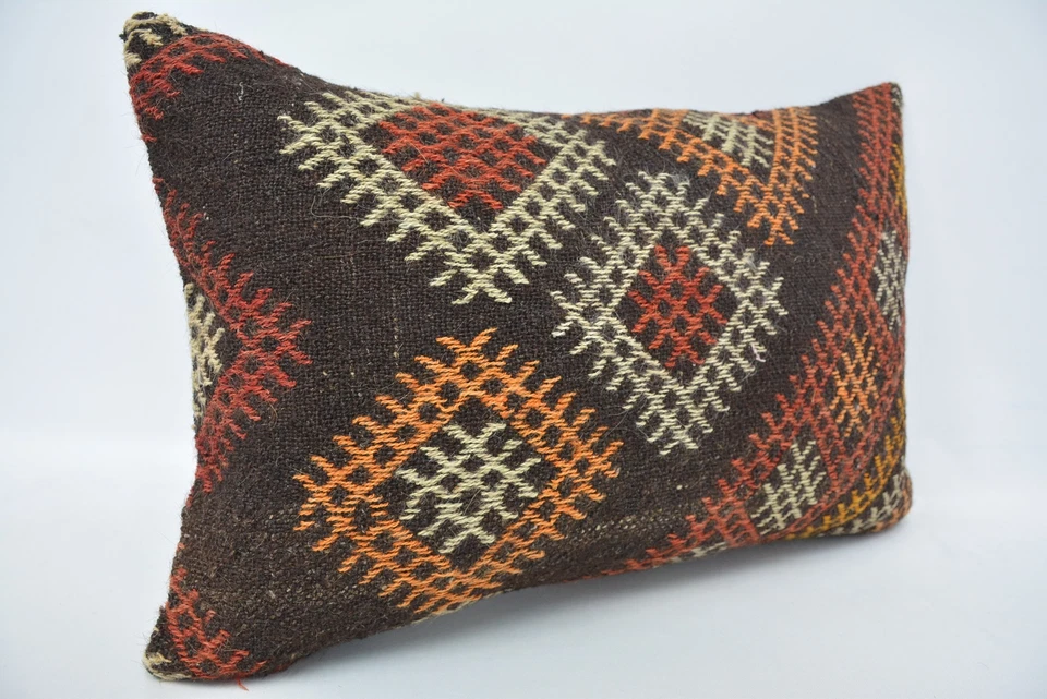 Turkish Kilim Pillow, Pillow for Couch, 16"x24" Red Cushion Case, Pillow Case - Image 3 of 4