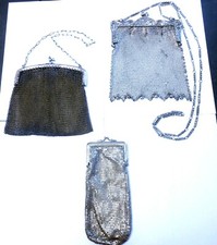 Collection Of 3 Vintage Mesh "Flapper Style" Evening Bags Silver Tone Frames
