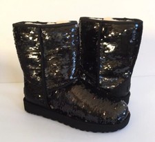 UGG CLASSIC SHORT SEQUIN SPARKLES MULTI COLOR BLACK BOOTS US 5 / EU 36 / UK 3