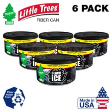 Little Trees Black Ice Fiber Can Air Freshener Scent Home Car (Pack of 1-6)