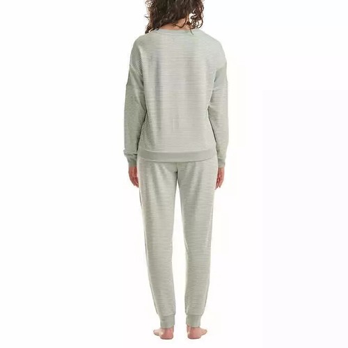 Splendid Women 2 Piece Lounge Set Henley Top Jogger Pants Green Striped Small - Picture 2 of 2