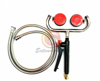 New 304 Stainless Steel Mobile Handheld Double Eye Washer Eyewash Station + Hose