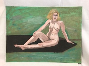 Orig. Earle T. Merchant Everyday Cape Ann MA Folk Nude Portrait Oil Painting #7