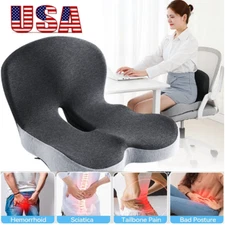 Memory Foam Seat Cushion w/Lumbar Support Pillow for Back & Sciatica Pain Relief