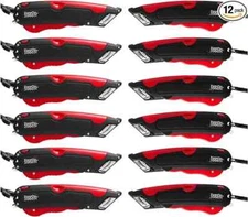 Easy Cut 2000N RED Safety Box Cutter Knife with Holster (Pack of 12 Cutters)
