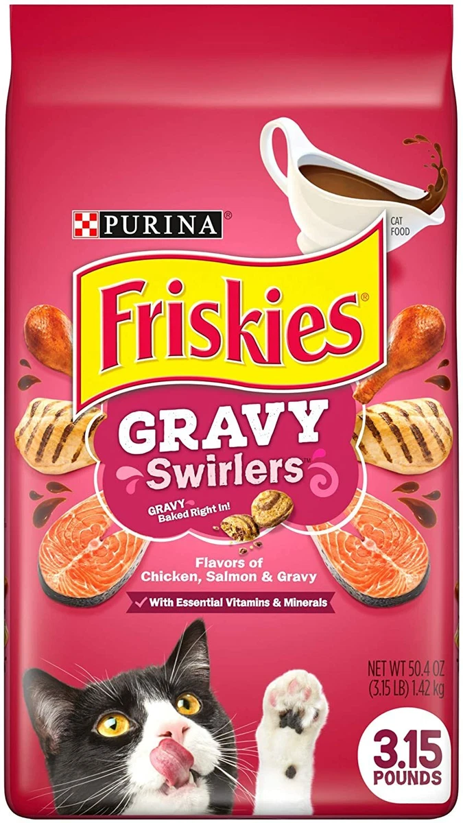 Purina Friskies Gravy Swirlers Adult Dry Cat Food Chicken Salmon