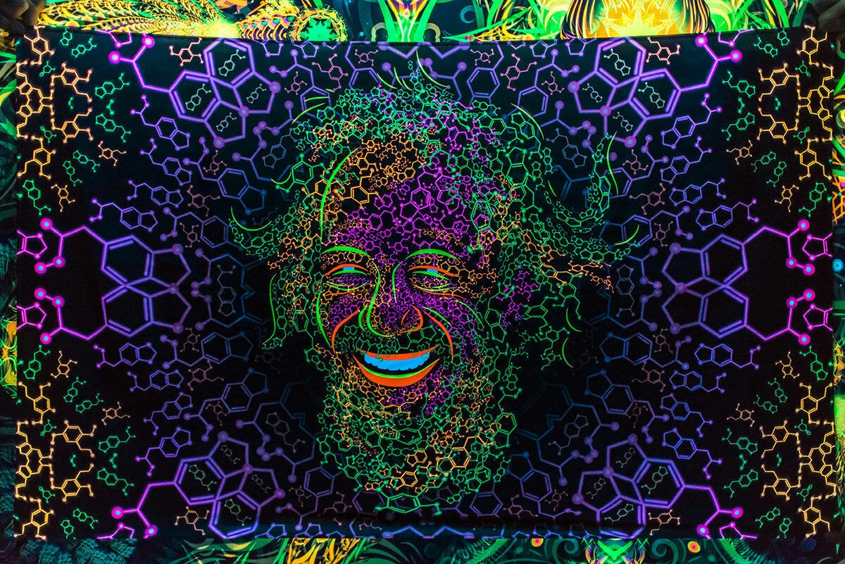 UV Backdrop Black Light Tapestry Psychedelic Art Banner Fluoro Psy Wall Hanging