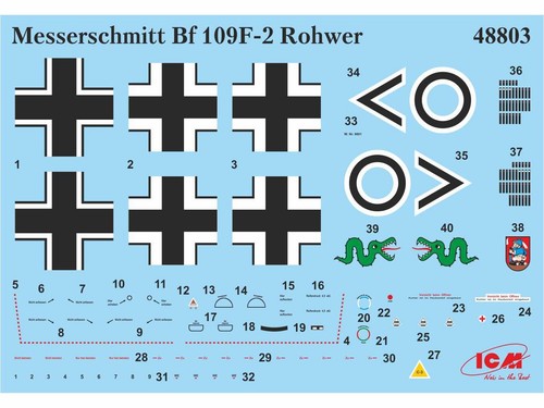 ICM 48803 Plastic model kit 1:48 Bf-109F-2 with German pilots & ground personnel - Picture 17 of 24