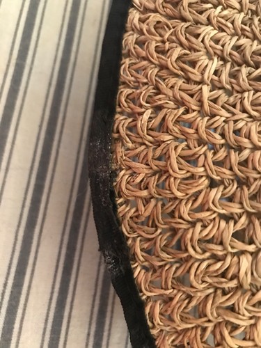 SCALA GAL natural woven straw HAT with side of DAISIES tied with BLACK RIBBON - Picture 6 of 9