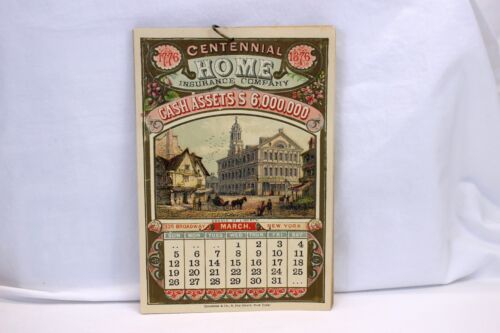 1876 Centenario HOME COMPAGNIA ASSICURATIVA Calendario 12 mesi PHILADELPHIA Kronheim - Foto 4 di 13