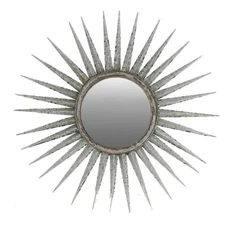 30 Antiqued Silver Gray Sunburst Wall Mounted Accent Mirror