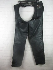 Xpert Uni Sex Size L Black Leather Zip Button Chaps 40 Waist