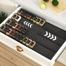 4-Tier Spice Drawer Organizer - 4 Pack Expandable Seasoning Rack (13" to 24.4") 